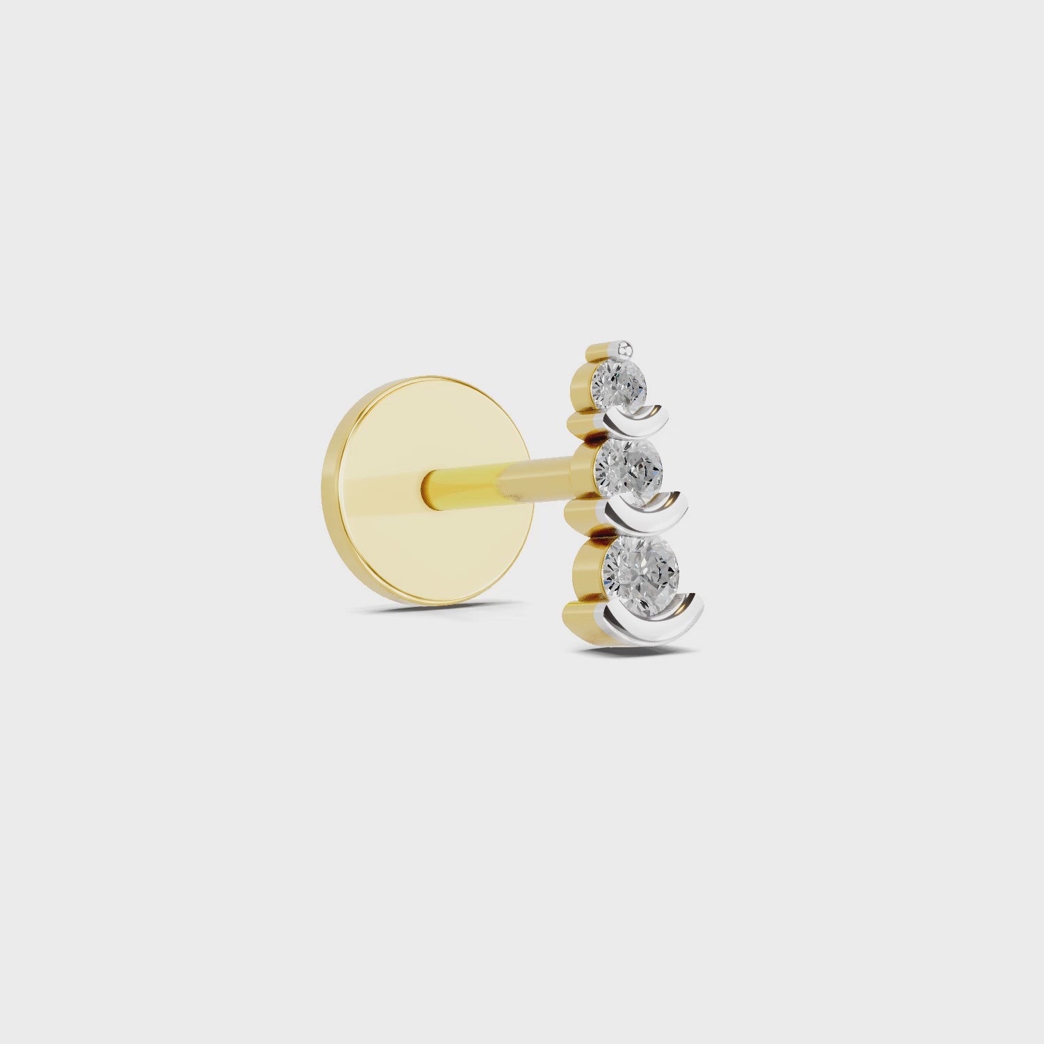 3 Stone Nosepin 0.06 Ct | 14Kt Yellow Gold
