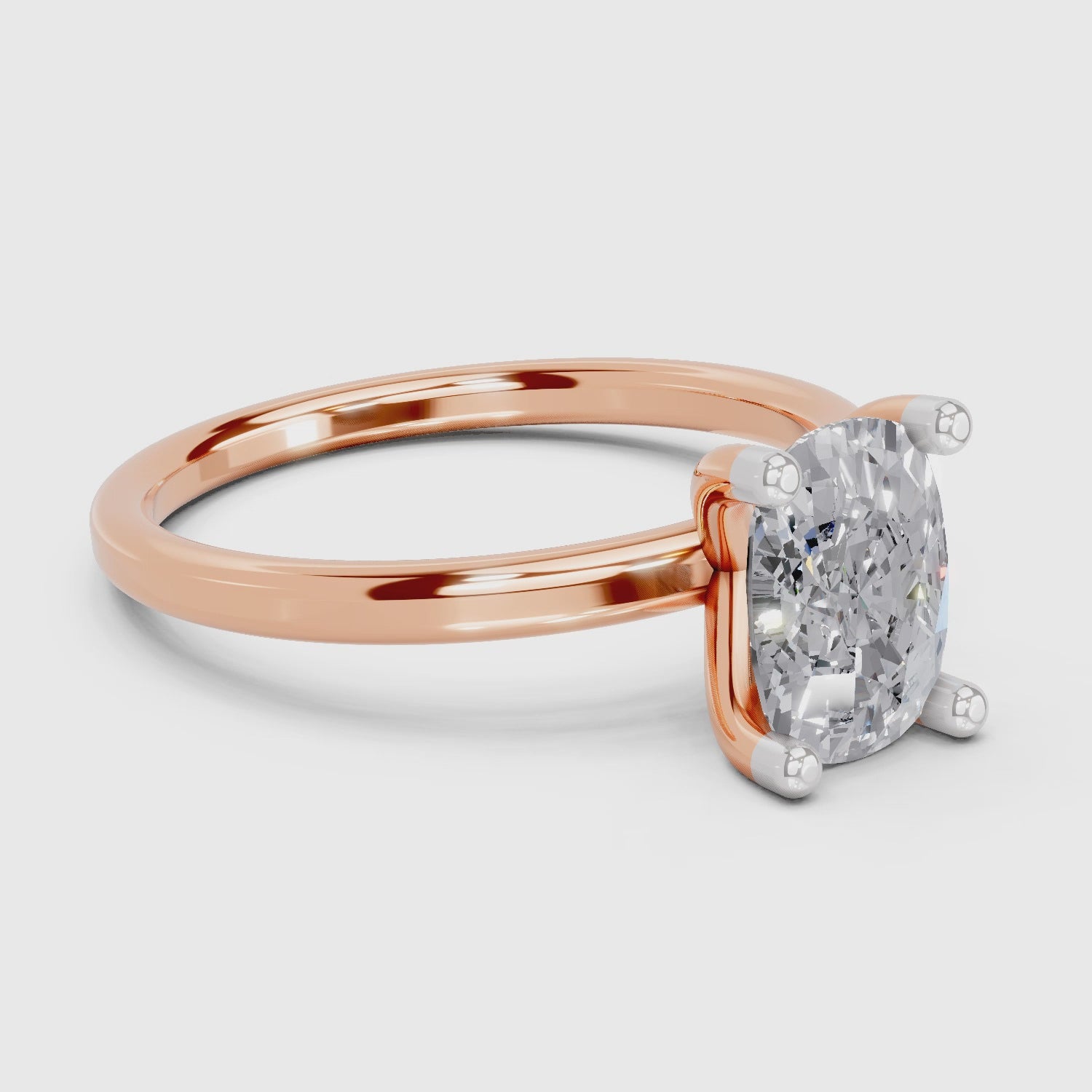 1.38 Carat Cushion Shape Solitaire Diamond Engagement Ring | 14K Rose Gold
