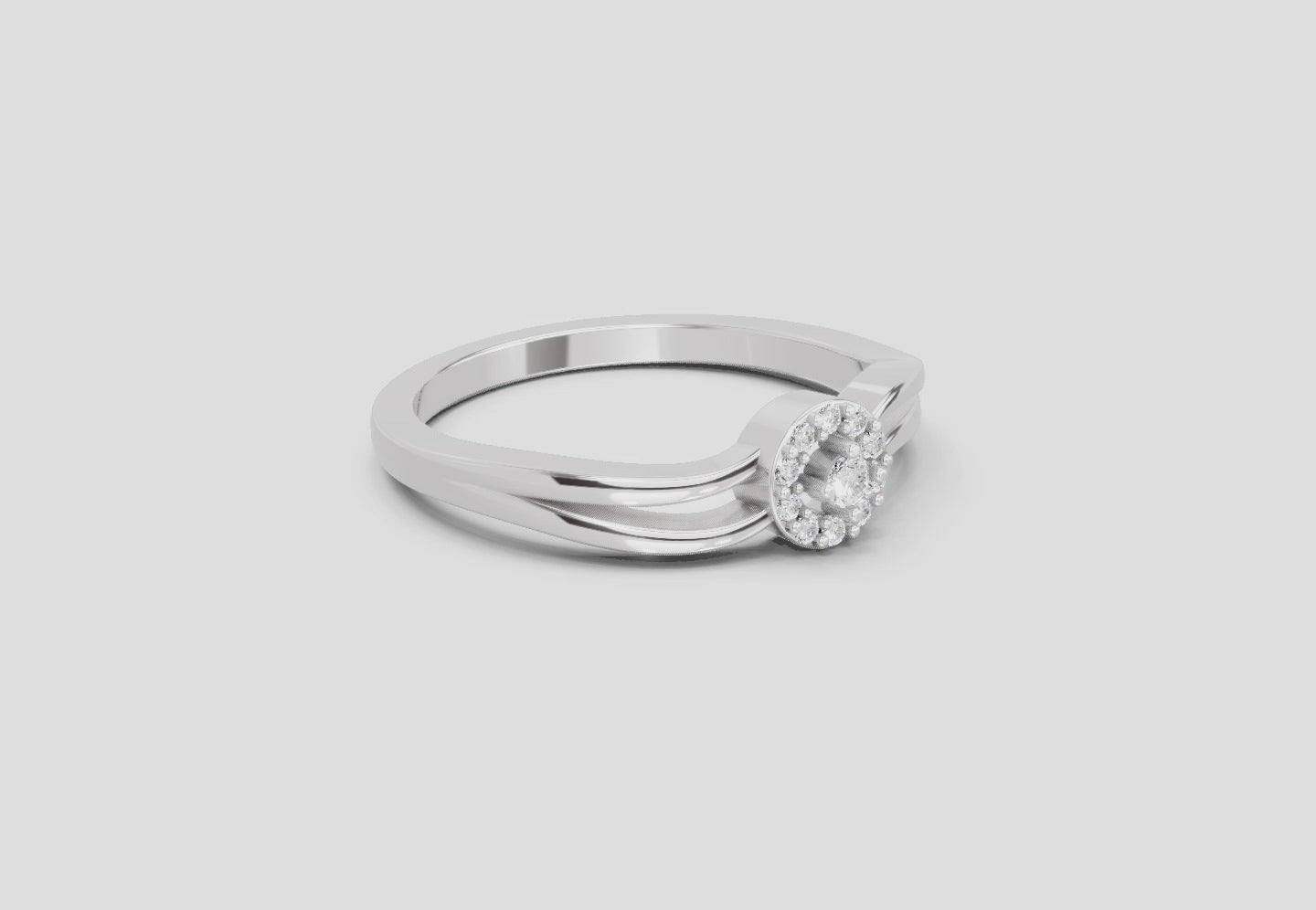Load video: 0.09 Ct Round Halo Ring  14K White Gold