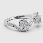0.67 Ct Swirl Two Stone Diamond Engagement Ring | 14K White Gold