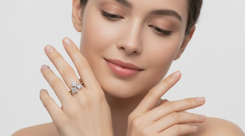 0.45 Carat Princess Shape Diamond Ring | 14K Yellow Gold