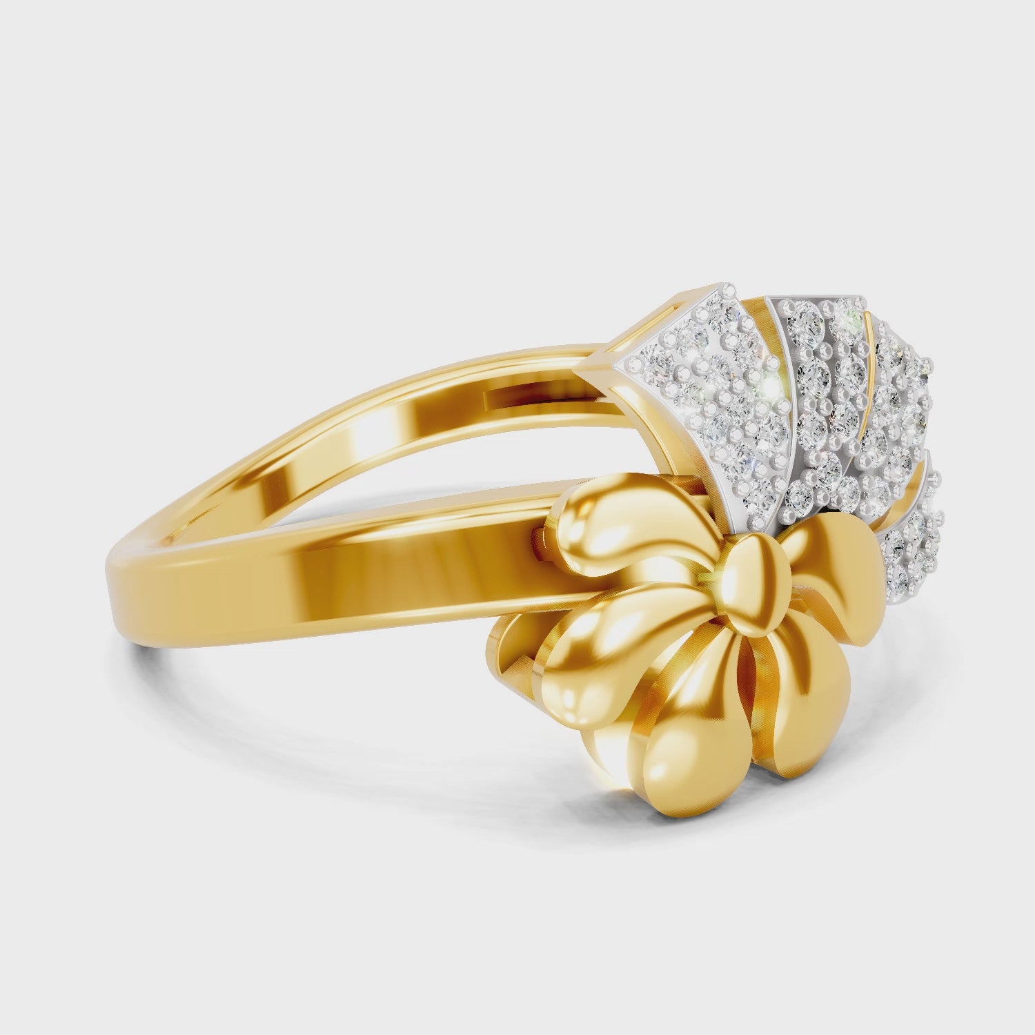Load video: 0.17 Carat| 925 Sterling Silver Gold Plated Asymmetrical Bloom Ring