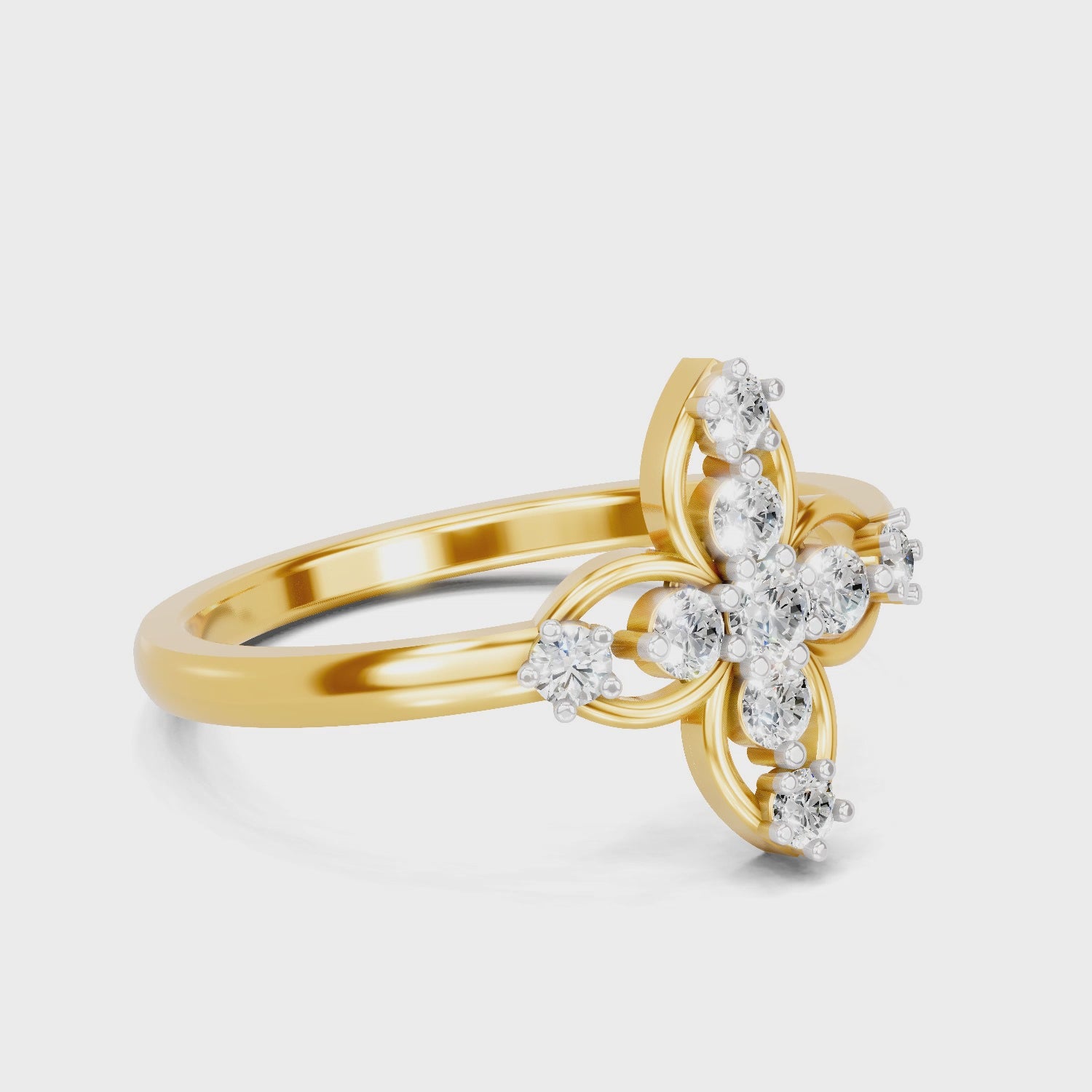 Load video: 0.31 Carat  | 925 Sterling Silver Gold Plated Floral Ring
