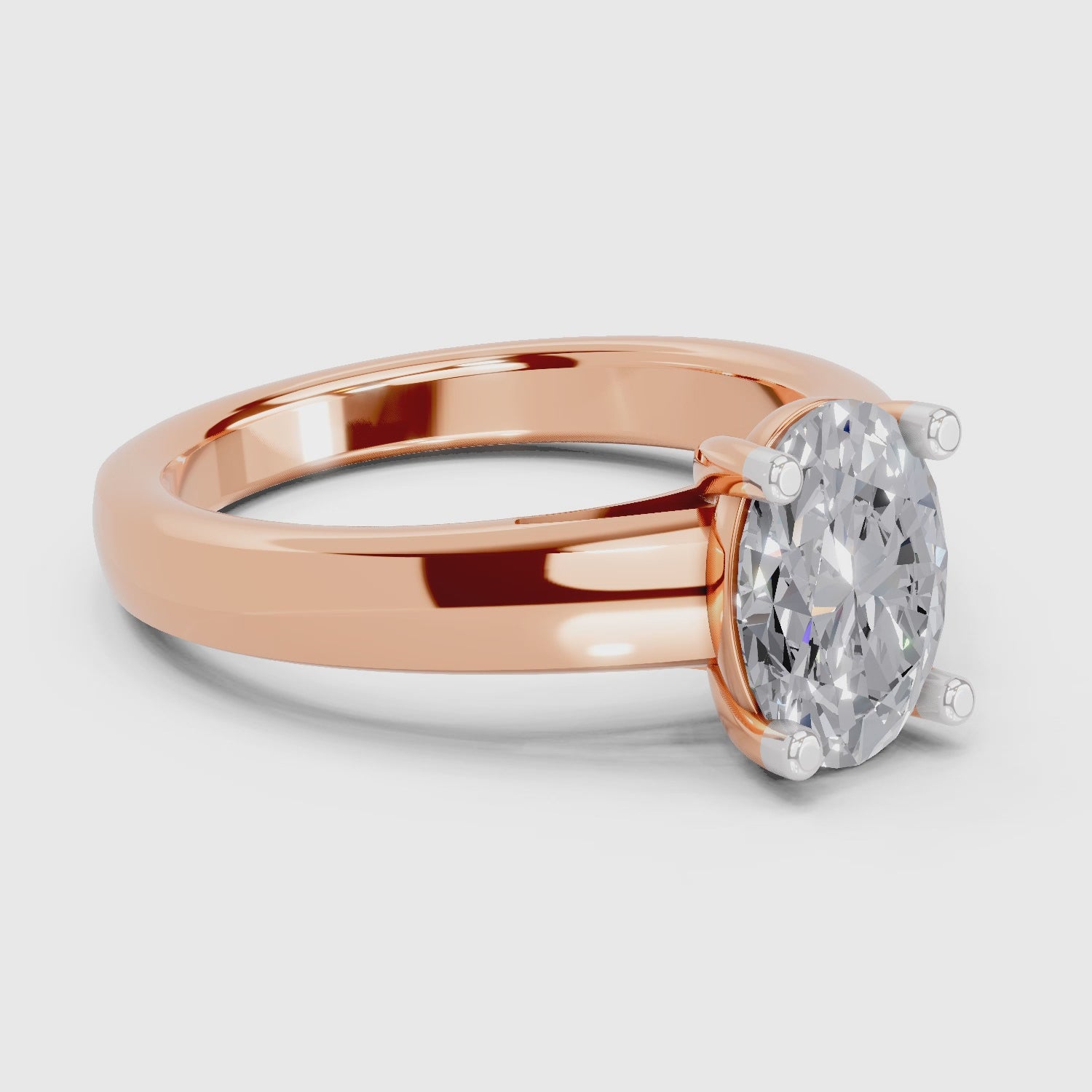 Load video: 1 Ct Oval Shape Solitaire Diamond Ring| 14K Rose Gold