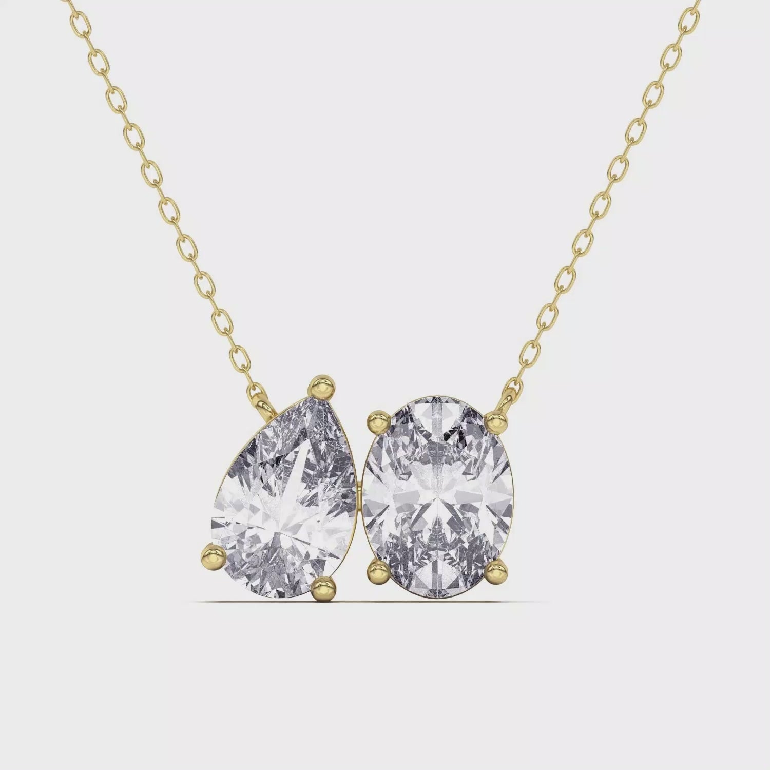 2 Ct Pear & Oval Shape Diamond Fashion Necklace | 14K Yellow Gold