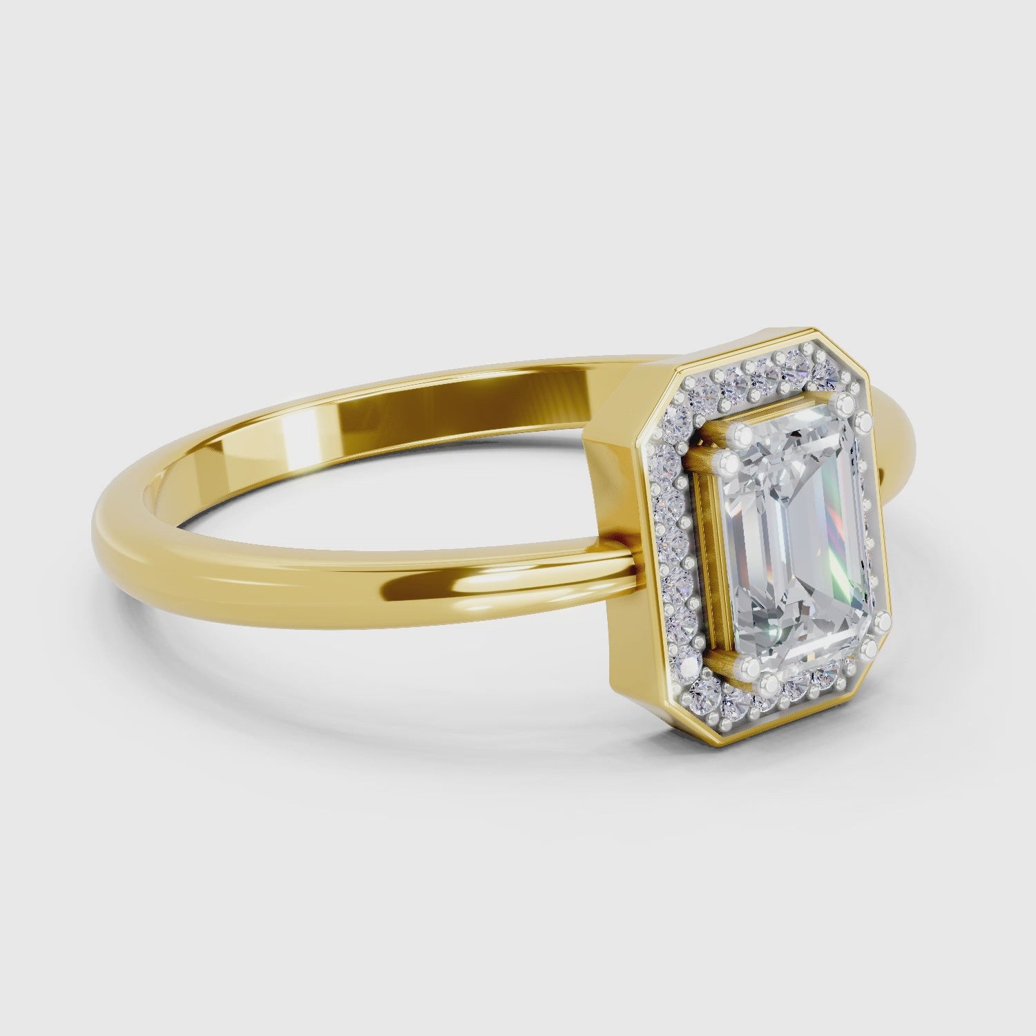 0.68 Carat Emerald Cut Engagement Ring | 14K Yellow Gold