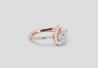 0.61 Ct Pear Cut Halo Ring | 14K Rose Gold