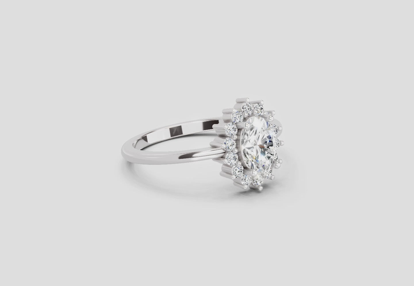 0.97 Ct Oval Ring | 14K White Gold