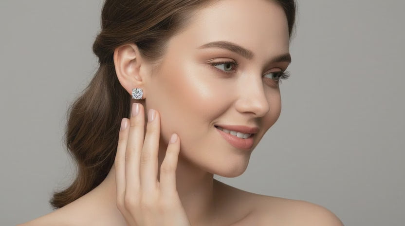 0.5 Ct Round Shape 4 Prong Solitaire Diamond Stud Earrings | 14K Yellow Gold
