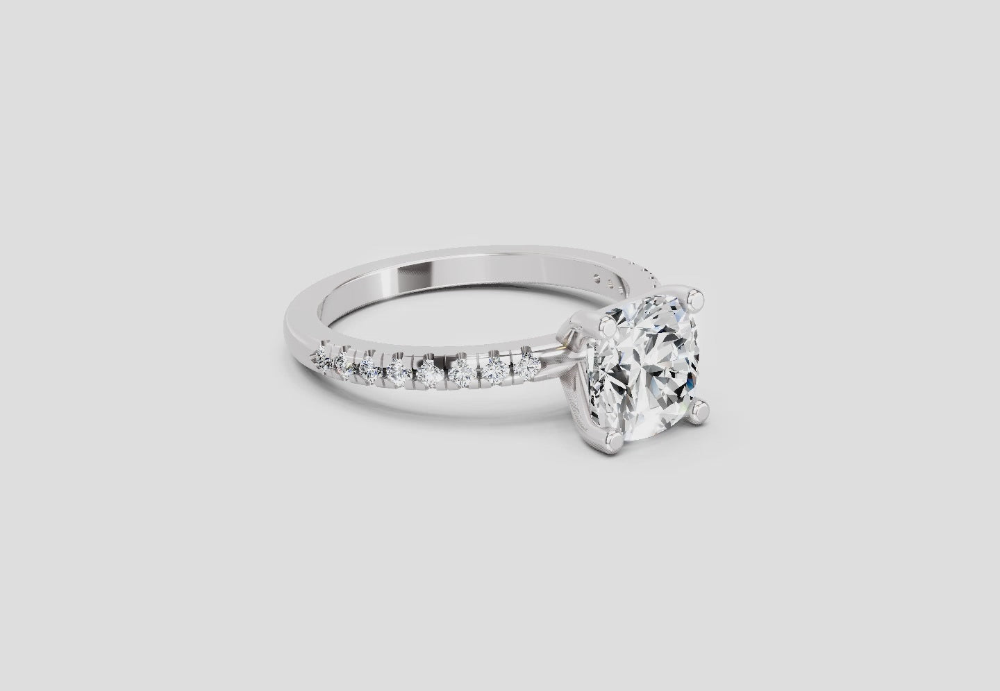 2.22 Ct Cushion Shape Diamond Ring | 14K White Gold