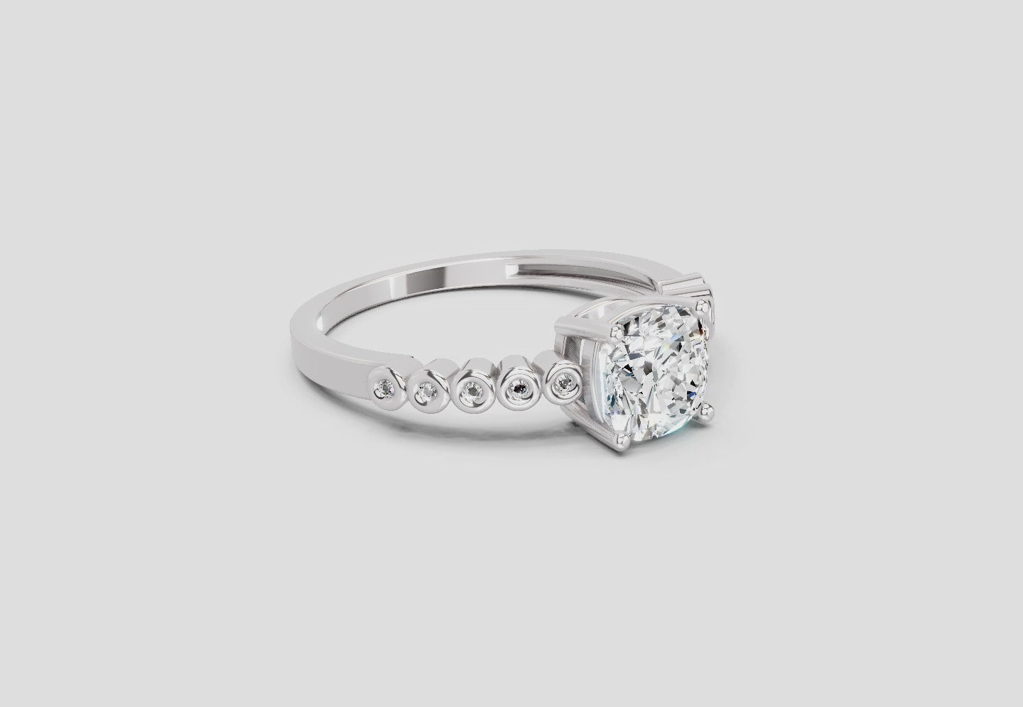 0.58 Ct Cushion Engagement Ring | 14K White Gold