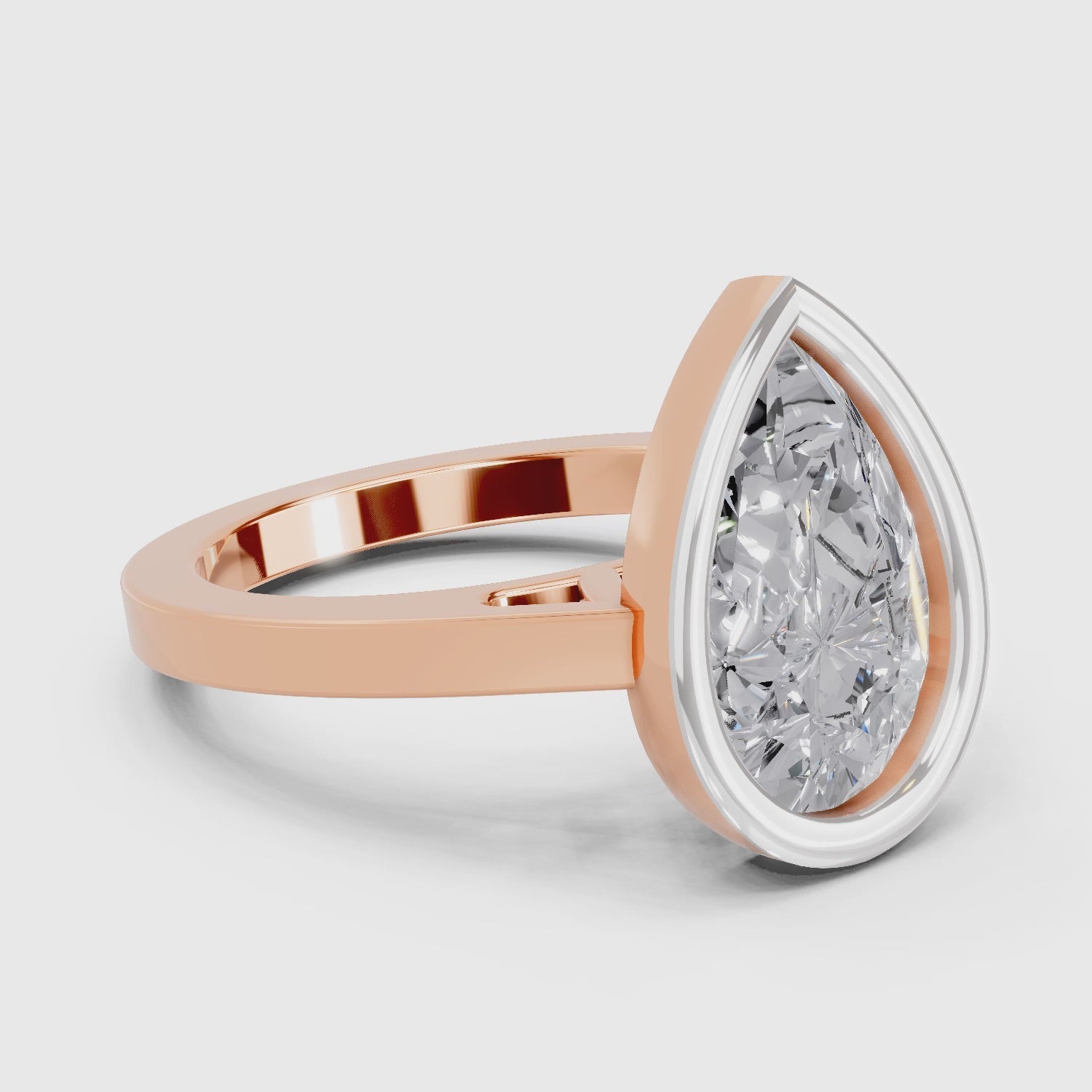 3 Ct Pear Shape Solitaire Diamond Ring| 14K Rose Gold