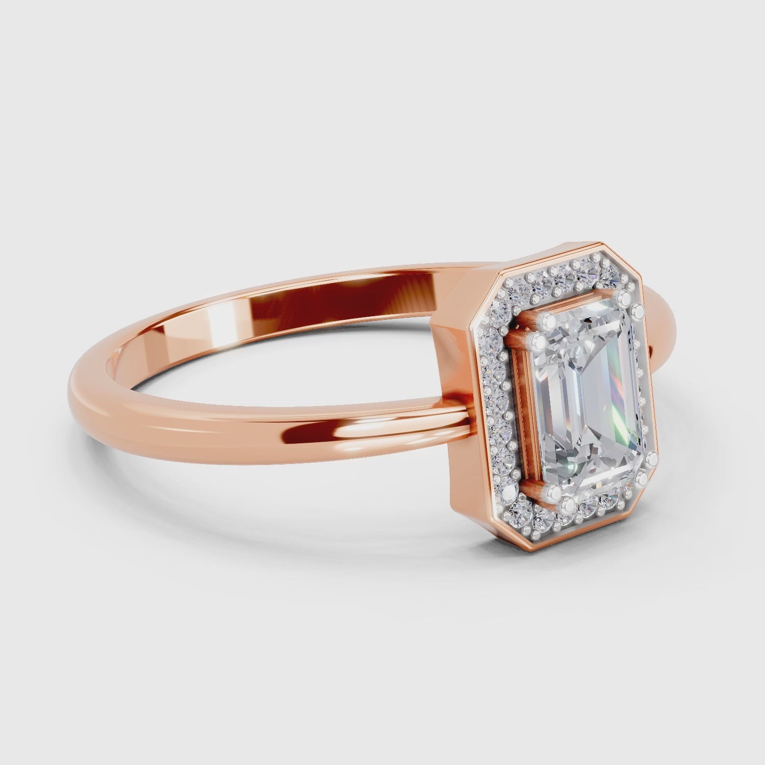 0.68 Carat Emerald Cut Engagement Ring | 14K Rose Gold