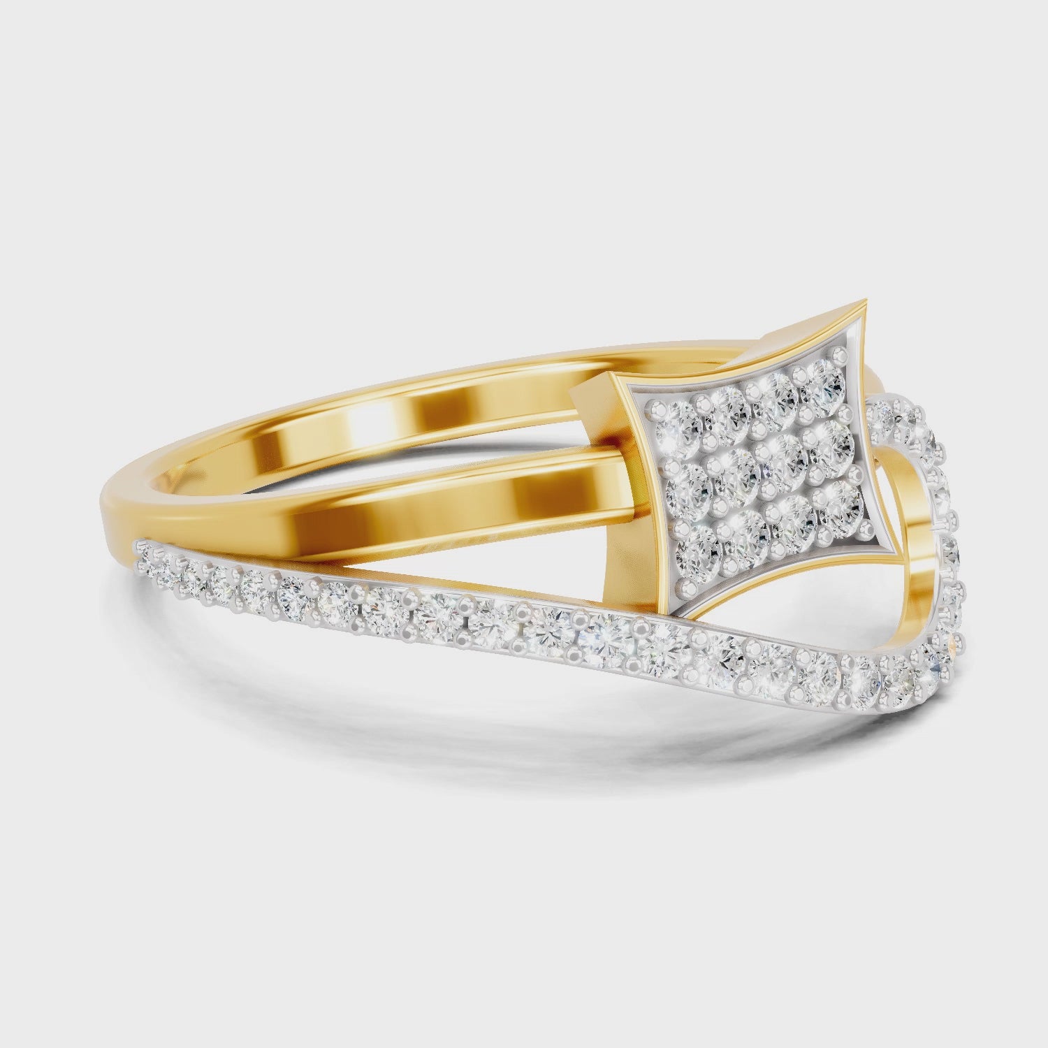 Load video: 0.36 Carat | 925 Sterling Silver Gold Plated Orbit Kite Ring