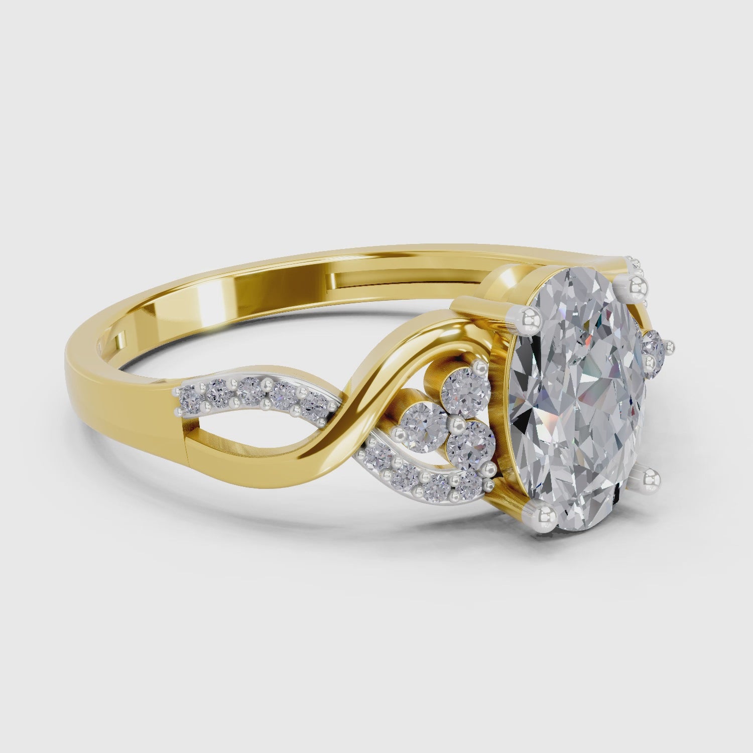2.19 Carat Oval Shape Swirl Engagement Ring | 14K Yellow Gold