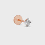 0.03 Carat Round Shape 4 Prong Solitaire Diamond Nose Pin | 14K Yellow Gold-Screw