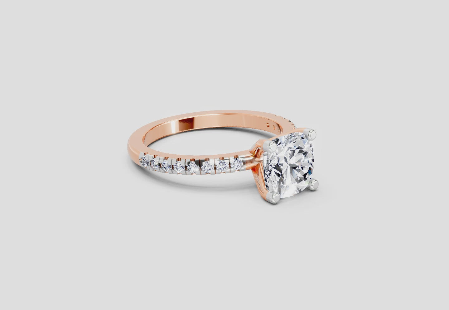 2.22 Ct Cushion Shape Diamond Ring | 14K Rose Gold