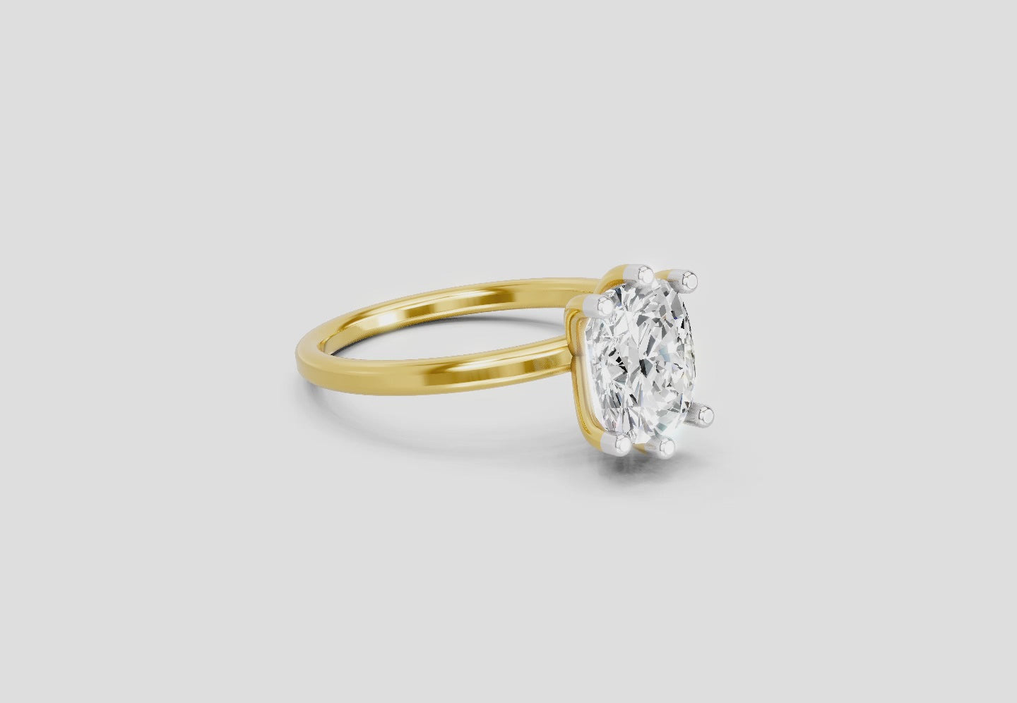 2.06 Carat Cushion Shape Solitaire Diamond Ring | 14K Yellow Gold