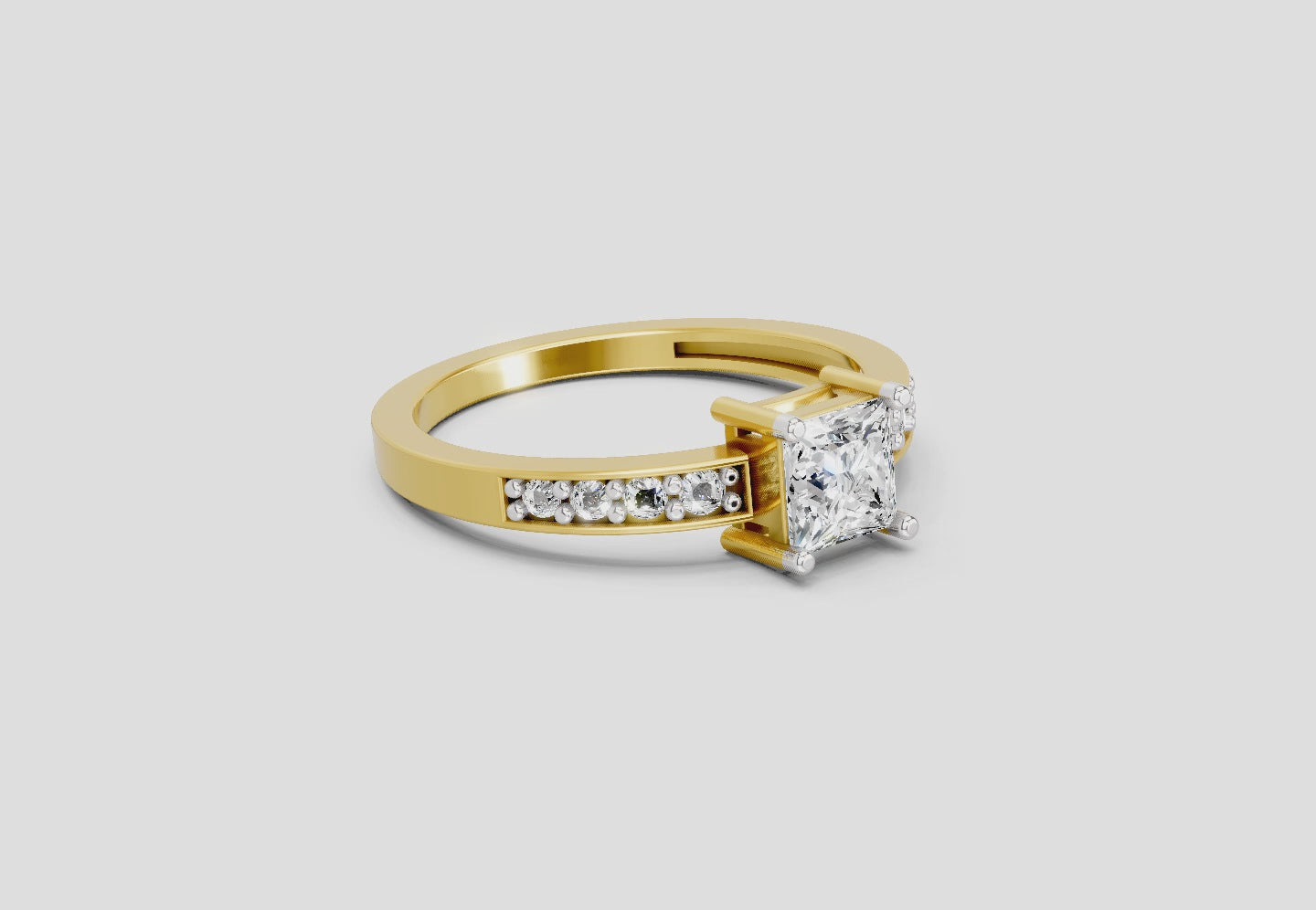 Load video: 0.94 Ct Princess Solitaire 14K Yellow Gold