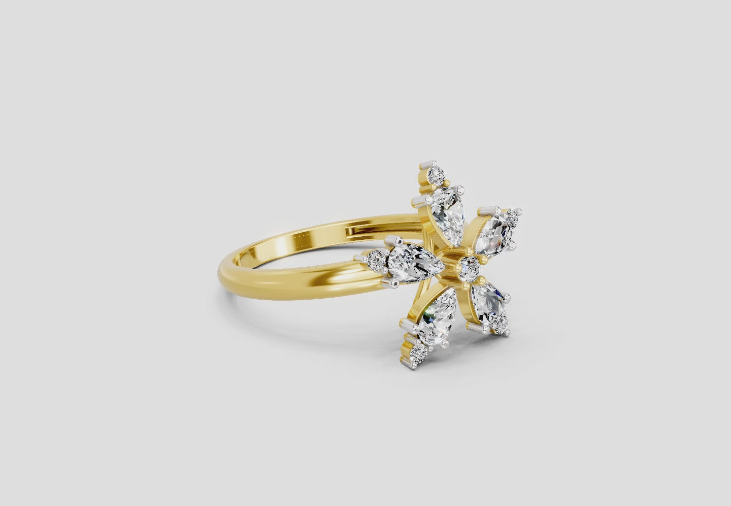 Load video: 1.61 Ct Pear Shape Floral Diamond Ring | 14K Yellow Gold