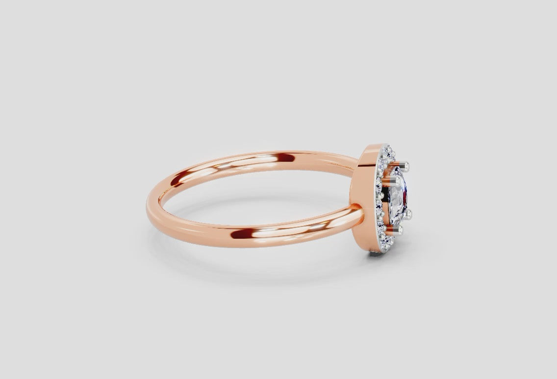 0.70 Cushion Shape Center Diamond Halo Ring | 14K Rose Gold
