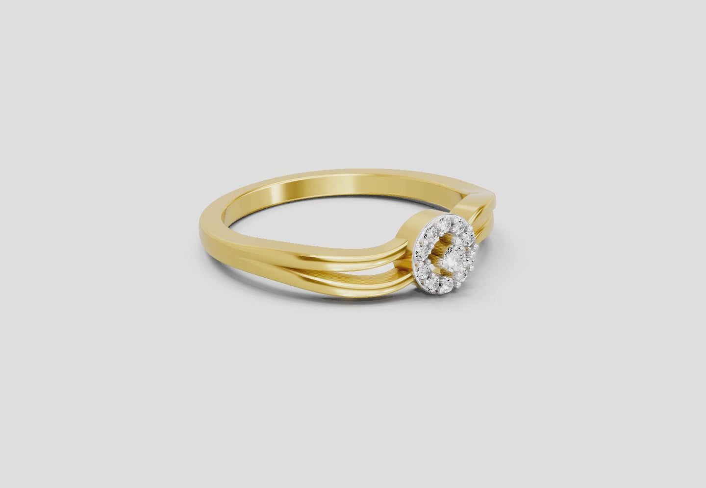 Load video: 0.09 Ct Round Halo Ring  14K Yellow Gold