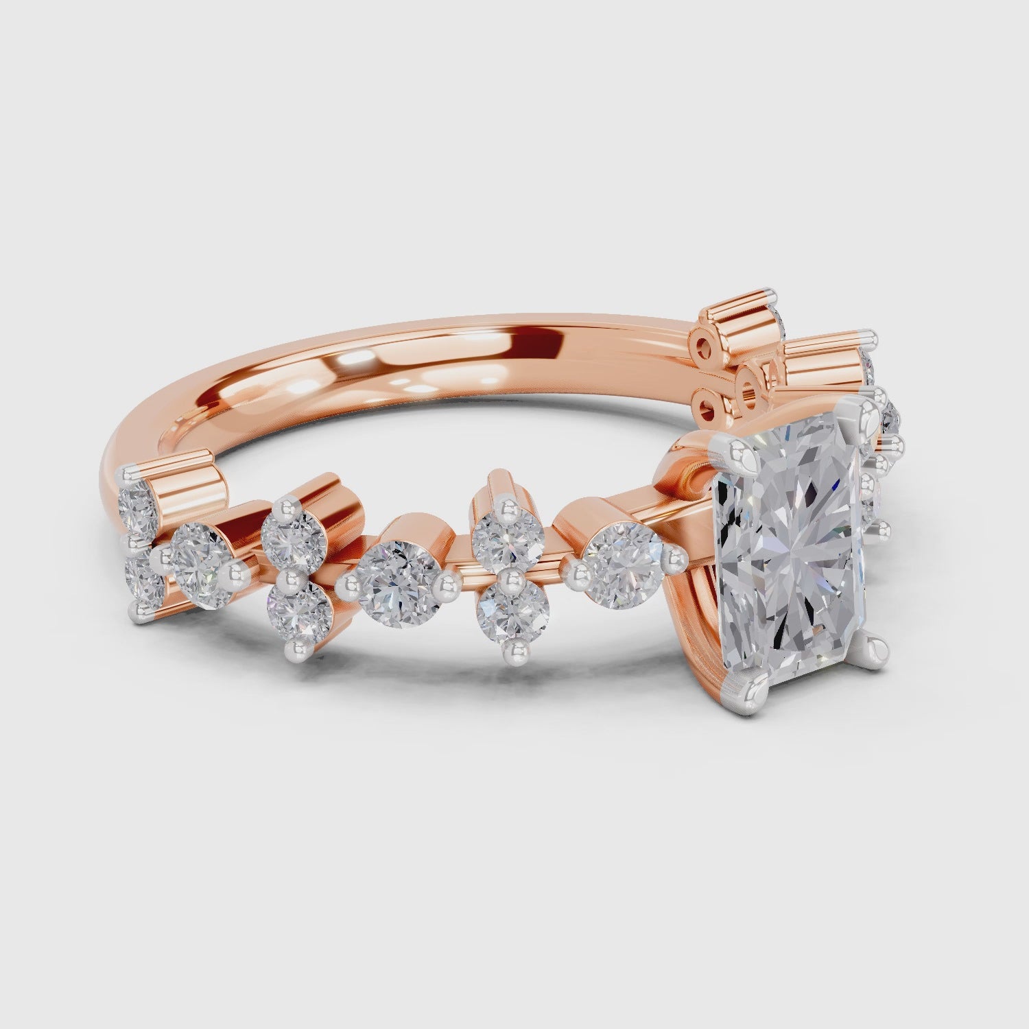 1.49 Ct Emerald Shape Solitaire Diamond Ring| 14K Rose Gold