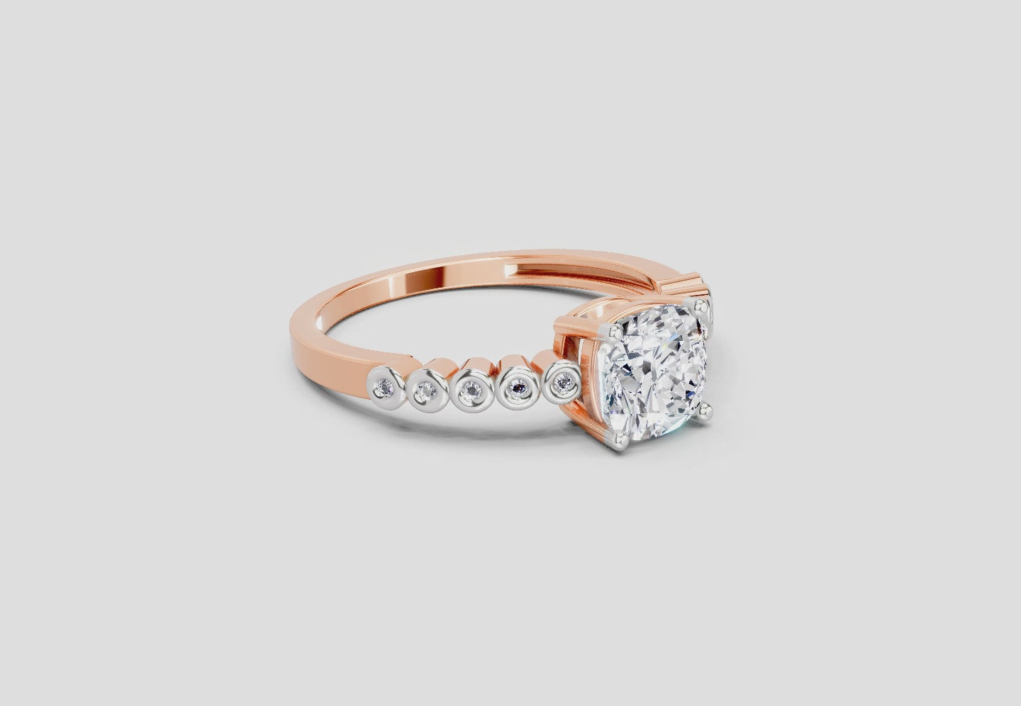 0.58 Ct Cushion Engagement Ring | 14K Rose Gold