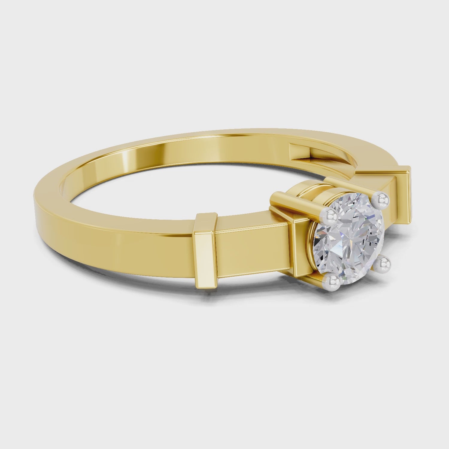 Load video: 0.5 Carat  | 925 Sterling Silver Gold Plated 4 Prong Solitaire Ring