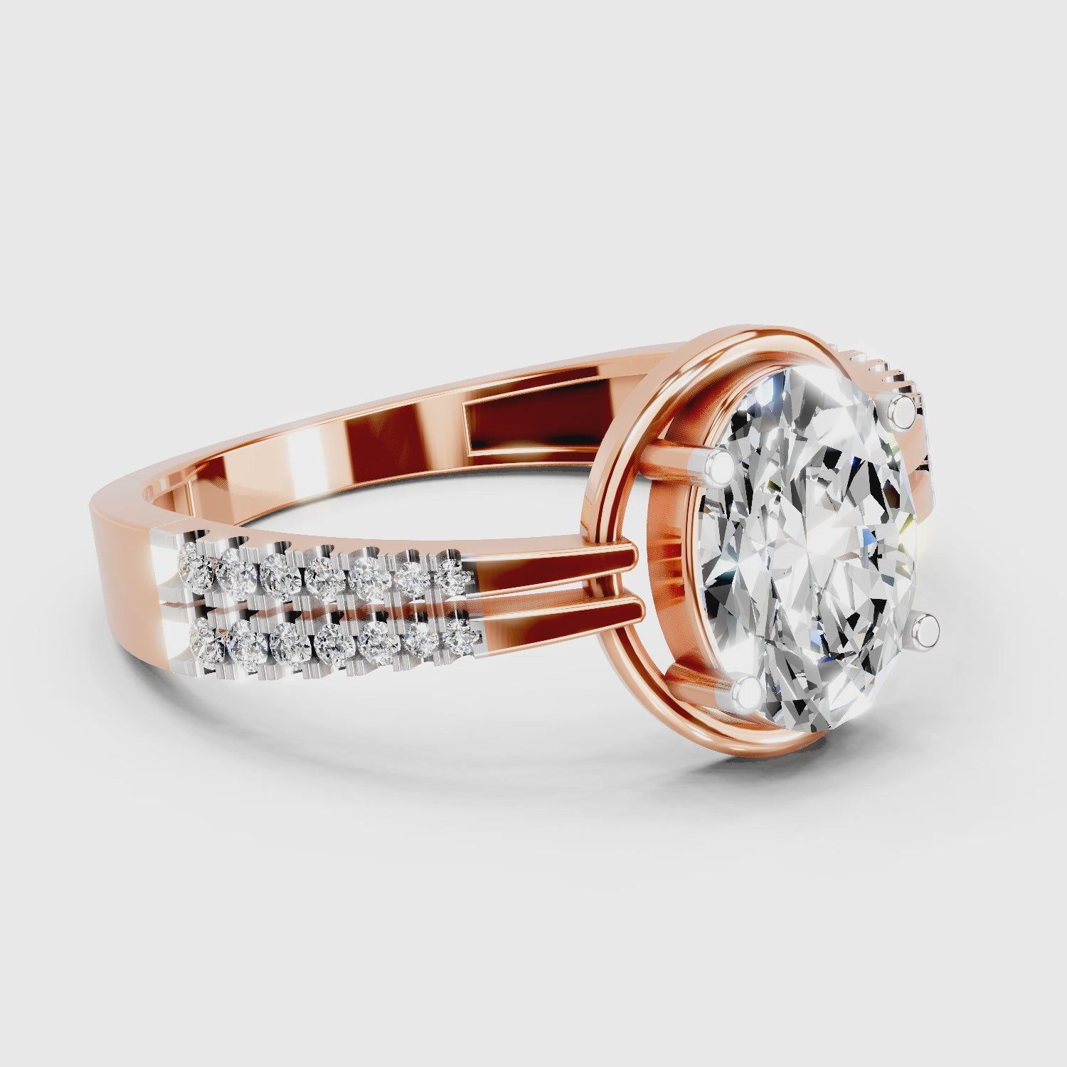 1.39 Carat Celeste Oval Promise  Engagement Ring | 14K Rose Gold
